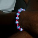 Dettaglio murrine vetro di Murano azzurre bracciale uomo Alicudi - Dandy Street