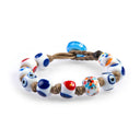 Bracciale da uomo Capri con murrine in vetro di Murano bianche e blu - Dandy Street