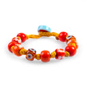Bracciale da uomo Procida con murrine in vetro di Murano rosse e arancioni - Dandy Street