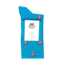 Dandy Street - Calze lunghe da uomo in caldo cotone azzurro con fari rossi e bianchi - Faro SkyBlue