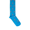 Dandy Street - Calze lunghe da uomo in caldo cotone azzurro con fari rossi e bianchi - Faro SkyBlue
