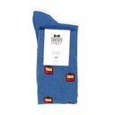 Dandy Street - Calze lunghe da uomo in caldo cotone azzurro con cabine rosse delle funivie - Cortina SkyBlue