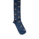 Dandy Street - Calze lunghe da uomo in caldo cotone blu con musetti di carlino beige e neri - Pug Blue