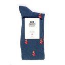 Dandy Street - Calze lunghe da uomo in caldo cotone blu con fari rossi e bianchi - Faro Blue