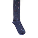 Dandy Street - Calze lunghe da uomo in caldo cotone blu con gondolieri e gondole nere - Gondolier Blue
