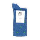 Dandy Street - Calze lunghe da uomo in caldo cotone blu con paperelle verdi e dettagli gialli e arancioni - Blue Duck
