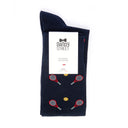 Dandy Street - Calze lunghe da uomo in caldo cotone blu con racchette da tennis rosse e palline gialle - Tennis Blue