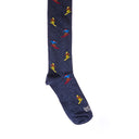 Dandy Street - Calze lunghe da uomo in caldo cotone blu con sciatori colorati - Skier Blue