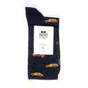 Dandy Street - Calze lunghe da uomo in caldo cotone blu con scooter e auto arancioni e gialli - Scooter Blue