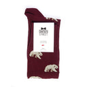 Dandy Street - Calze lunghe da uomo in caldo cotone bordeaux con orsi polari bianchi - Polar Bordeaux