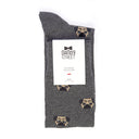 Dandy Street - Calze lunghe da uomo in caldo cotone grigio scuro con musetti di carlino beige e neri - Pug Grey