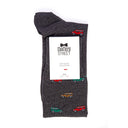 Dandy Street - Calze lunghe da uomo in caldo cotone grigio scuro con fuoristrada rossi, verdi e ocra - Off-Road Grey