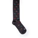 Dandy Street - Calze lunghe da uomo in caldo cotone grigio scuro con fuoristrada rossi, verdi e ocra - Off-Road Grey