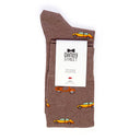 Dandy Street - Calze lunghe da uomo in caldo cotone tortora con scooter e auto arancioni e gialli - Scooter Tortora