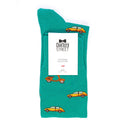 Dandy Street - Calze lunghe da uomo in caldo cotone verde con scooter e auto arancioni e gialli - Scooter Green