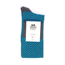 Dandy Street - Calze lunghe da uomo in caldo cotone con fantasia a zig zag azzurro e grigio scuro - ZigZag SkyBlue