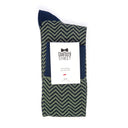 Dandy Street - Calze lunghe da uomo in caldo cotone con fantasia a zig zag blu e verde salvia - ZigZag Green