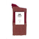 Dandy Street - Calze lunghe da uomo in caldo cotone con fantasia a zig zag bordeaux e beige - ZigZag Red