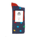 Dandy Street - Calze lunghe da uomo a pois multicolor in caldo cotone blu - New Pois Blu