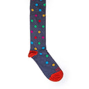 Dandy Street - Calze lunghe da uomo a pois multicolor in caldo cotone blu - New Pois Blu