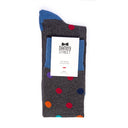 Dandy Street - Calze lunghe da uomo a pois multicolor in caldo cotone grigio scuro - New Pois Grigio