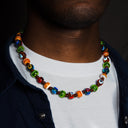 Collana uomo Panarea Murrine Murano indossata - artigianato italiano Dandy Street