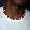 Collana uomo Portici Murrine Murano indossata - artigianato italiano Dandy Street