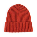 Berretto da uomo arancione in 100% cashmere a costina larga con risvolto – Dandy Street
