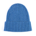 Berretto da uomo celeste in 100% cashmere a costina larga con risvolto – Dandy Street