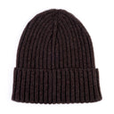 Berretto da uomo cioccolato in 100% cashmere a costina larga con risvolto – Dandy Street
