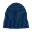 Berretto da uomo cobalto in 100% cashmere a costina larga con risvolto – Dandy Street