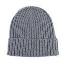 Berretto da uomo grigio melange in 100% cashmere a costina larga con risvolto – Dandy Street