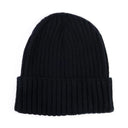 Berretto da uomo nero in 100% cashmere a costina larga con risvolto – Dandy Street