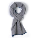 Sciarpa da uomo reversibile blu e grigio melange in 100% cashmere – Dandy Street