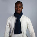 Sciarpa da uomo reversibile blu notte e silver in 100% cashmere – Dandy Street