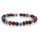 Dandy Street - shop online bracciali uomo di tendenza - Bracciali con pietre e argento 925 - Bracciale da uomo con pietre di occhio di tigre - Cognac