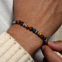Dandy Street - shop online bracciali uomo di tendenza - Bracciali con pietre e argento 925 - Bracciale da uomo con pietre di occhio di tigre - Cognac