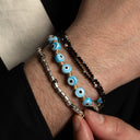 Dandy Street - shop online - accessori uomo bracciali di tendenza -Tris di bracciali uomo con spinello nero e argento 925