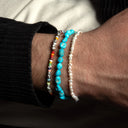 Dandy Street - shop online - accessori uomo bracciali di tendenza - Tris di bracciali uomo con turchese Arizona e perle - Tris #32