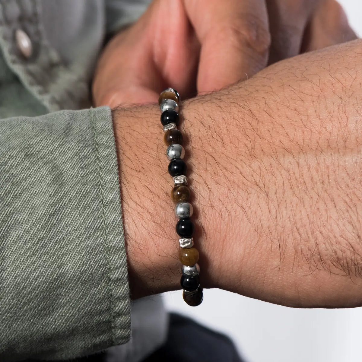 Bracciale Uomo In Ematite Naturale - Accessorio Fashion Per Lavoro, Studio, Sport - Pietre Naturali