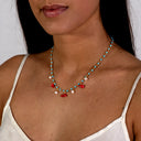 Per San Valentino mostriamo i prodotti del brand Rose Soleil che fa parte del gruppo Dandy Street - Collana con aulite turchese, corallo bamboo e perle di fiume