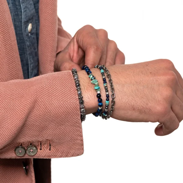 Dandy Street - vendita online - accessori uomo - bracciali abbinati uomo - set braccialetti - tris bracciali - pietre dure - pietre naturali - argeno 925 - Tris#7