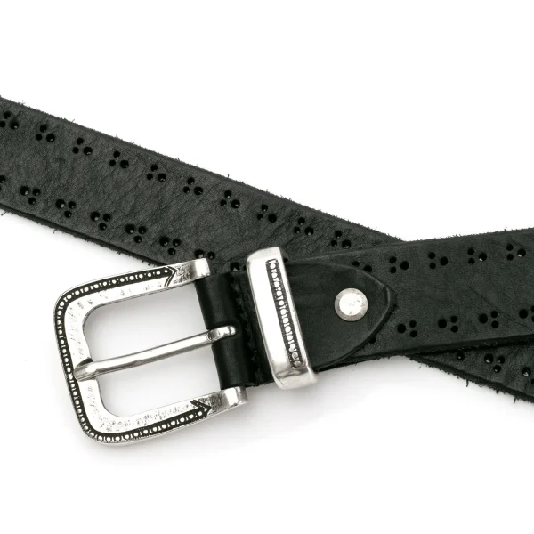 Dandy Street - vendita online - accessori uomo - cintura nera uomo cuoio - cinture artigianali - cinture pelle - lavorazione traforata - Levion