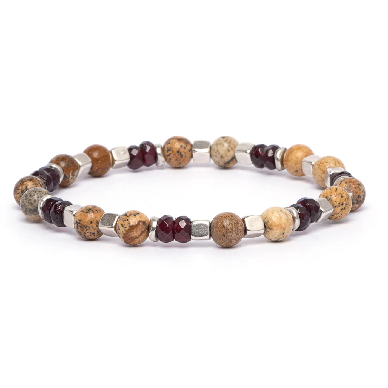 Dandy Street - vendita online - bracciale uomo - pietre naturali granato paesina - Sand