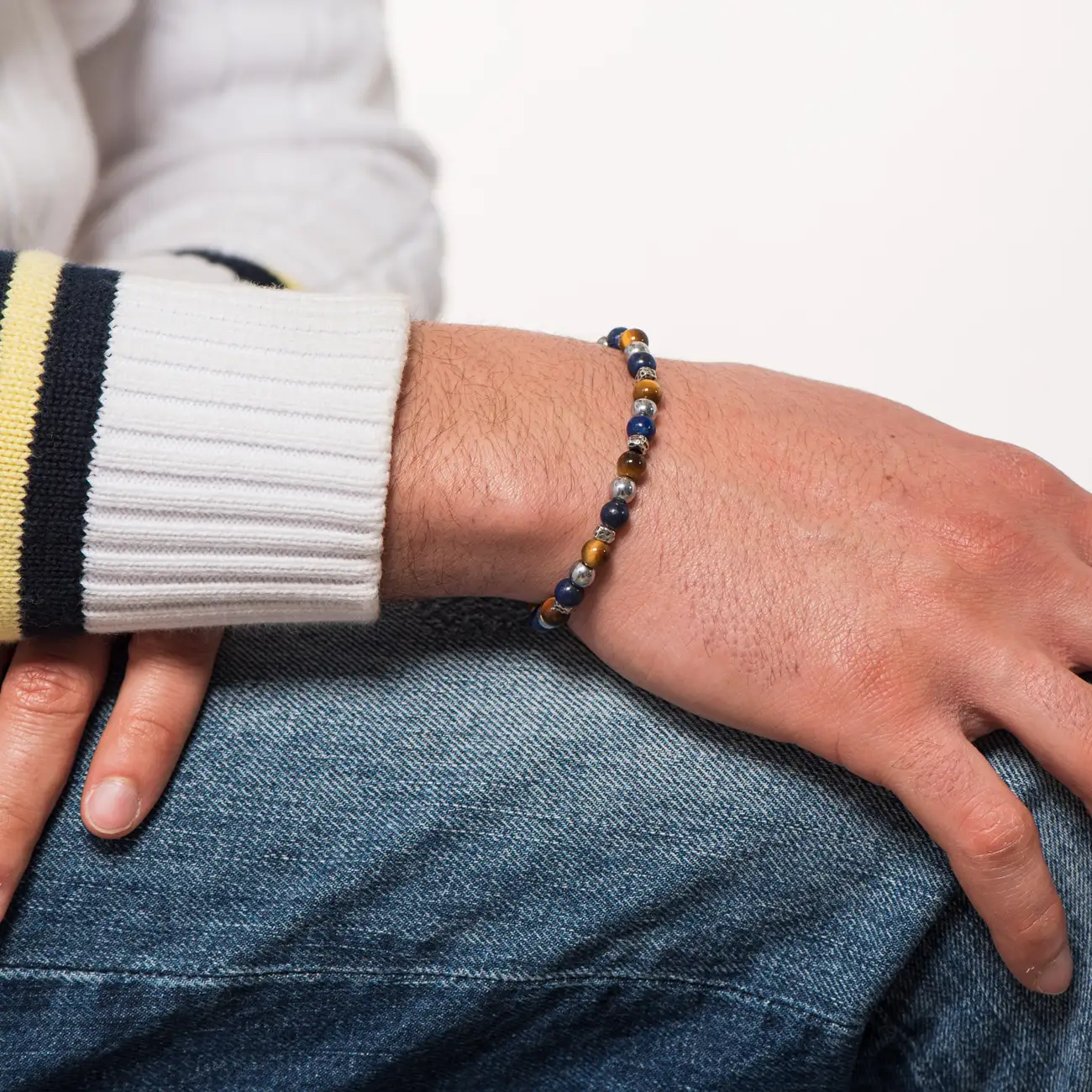 Dandy Street - bracciale uomo - pietre naturali occhio di tigre - Mondo Dandy Street - bracciale uomo - pietre naturali occhio di tigre - Mondo