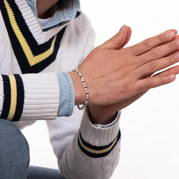 Dandy Street - vendita online - bracciali uomo di tendeza - bracciale stampa argento 925 - filo braided - chiusura moschettone - Argento