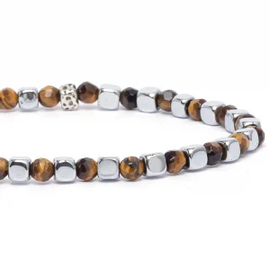 Dandy Street - vendita online - bracciali uomo di tendeza - pietre naturali perle occhio di tigre - Brown