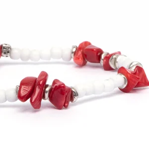 Dandy Street - vendita online - bracciali uomo di tendeza - perline vetro bianco corallo - Paros