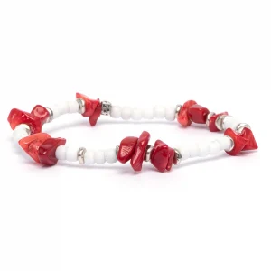 Dandy Street - vendita online - bracciali uomo di tendeza - perline vetro bianco corallo - Paros