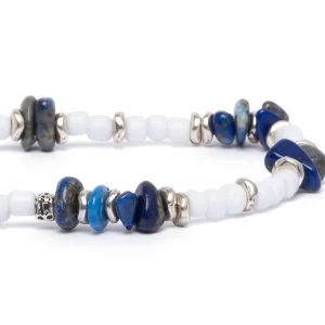 Dandy Street - vendita online - bracciali uomo di tendeza - perline vetro bianco lapislazzuli - Mykonos